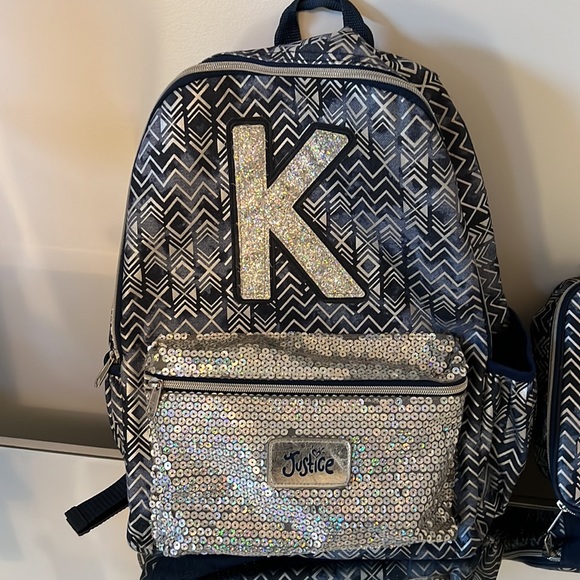 Justice girls initial K backpack and lunch box set - Picture 2 of 4